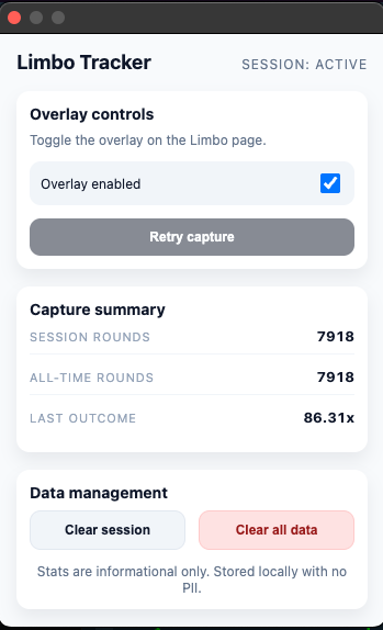 Popup detail view showing additional percentile and streak information